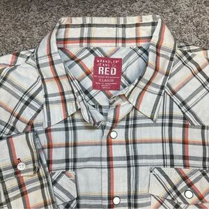 Wrangler Red long sleeve white snap button down‎ XL western cowboy casual mens